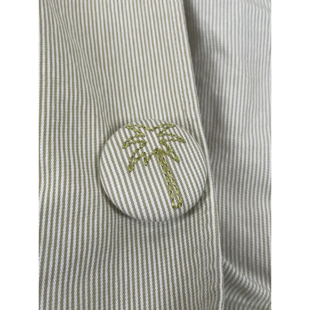 Hearts Of Palm Decorative Front Buttons Striped Basic Jacket Womens Size 8 Green